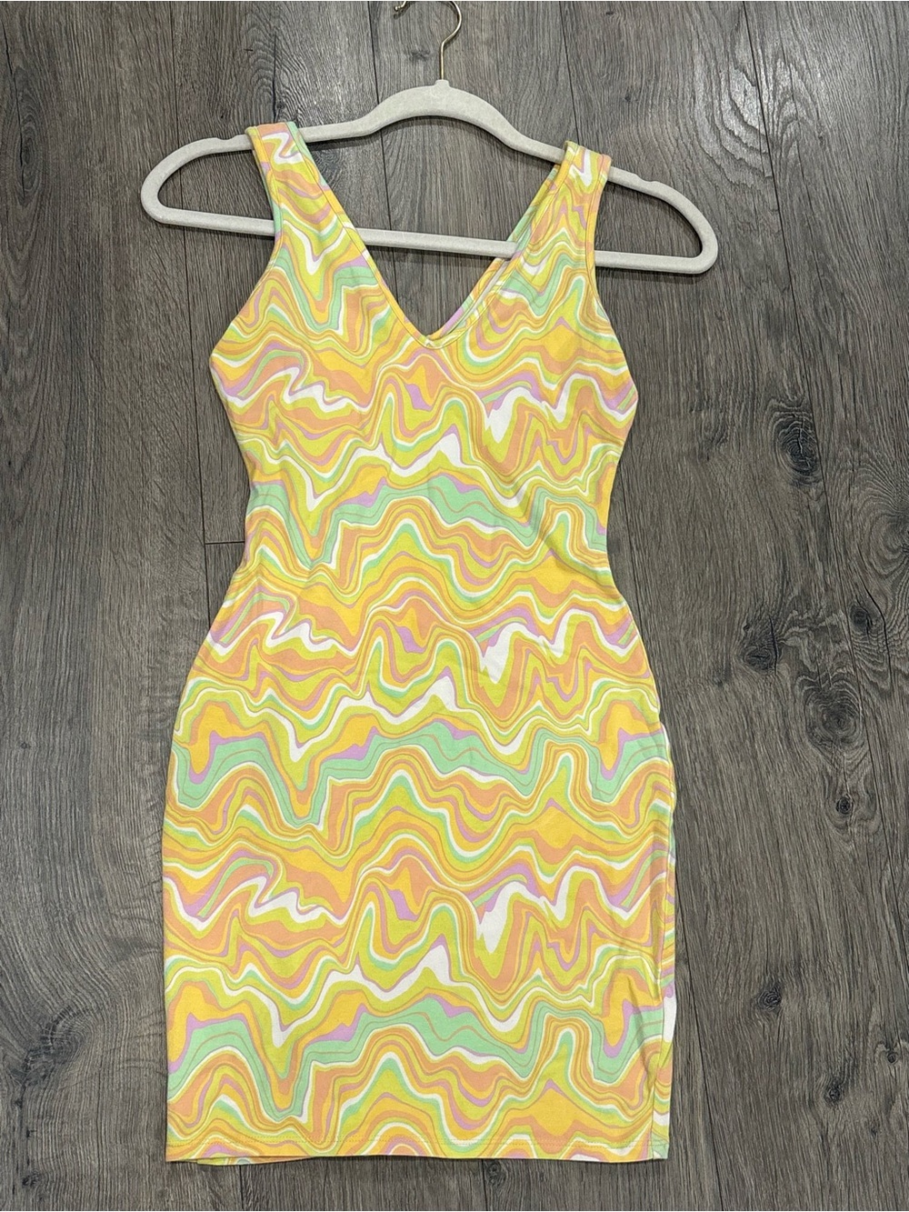 Like new wild fable Yellow Multicolor Swirl V-Neck Bodycon Mini Dress.